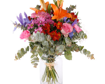 RAYOS DE SOL Ramo de lilium, margarita, astromelia, gerberas y rosas.. Floristería Pétalos, Tienda Online. Alcalá de Henares, Madrid.